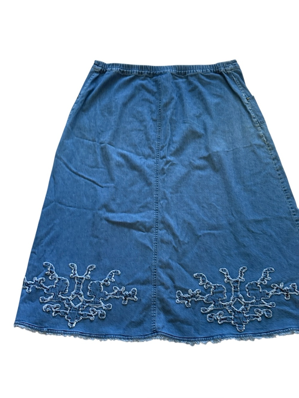 Soft Surroundings Womens Long Denim Midi Skirt Size 1X Blue Cotton